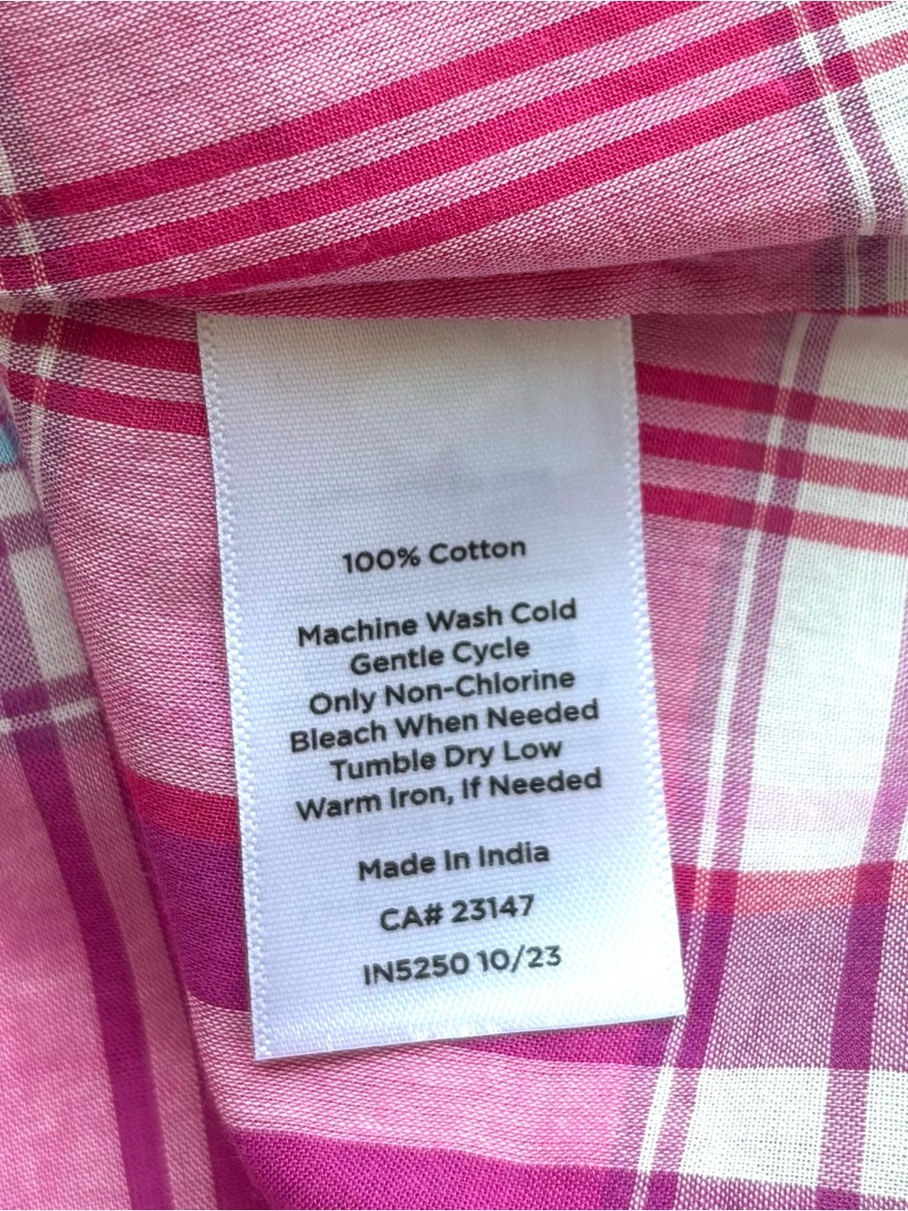 Talbots Plaid Popover Ruffle Cotton Blouse XS Pink - Picture 7 of 9